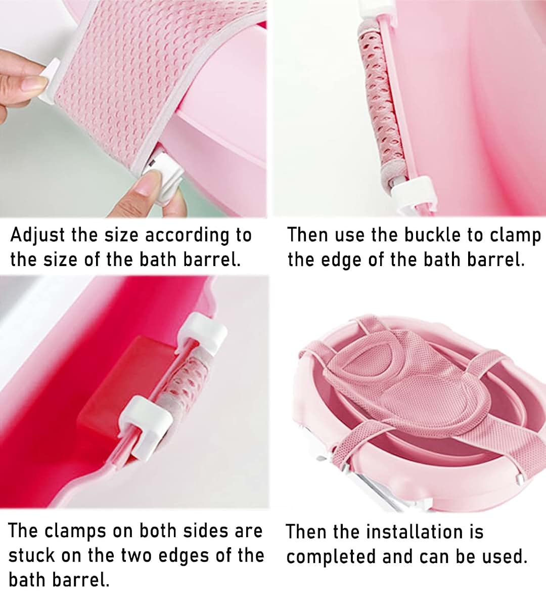 WFIST Pink Baby Bath Seat Support Net with Soft Headrest (photo 3)