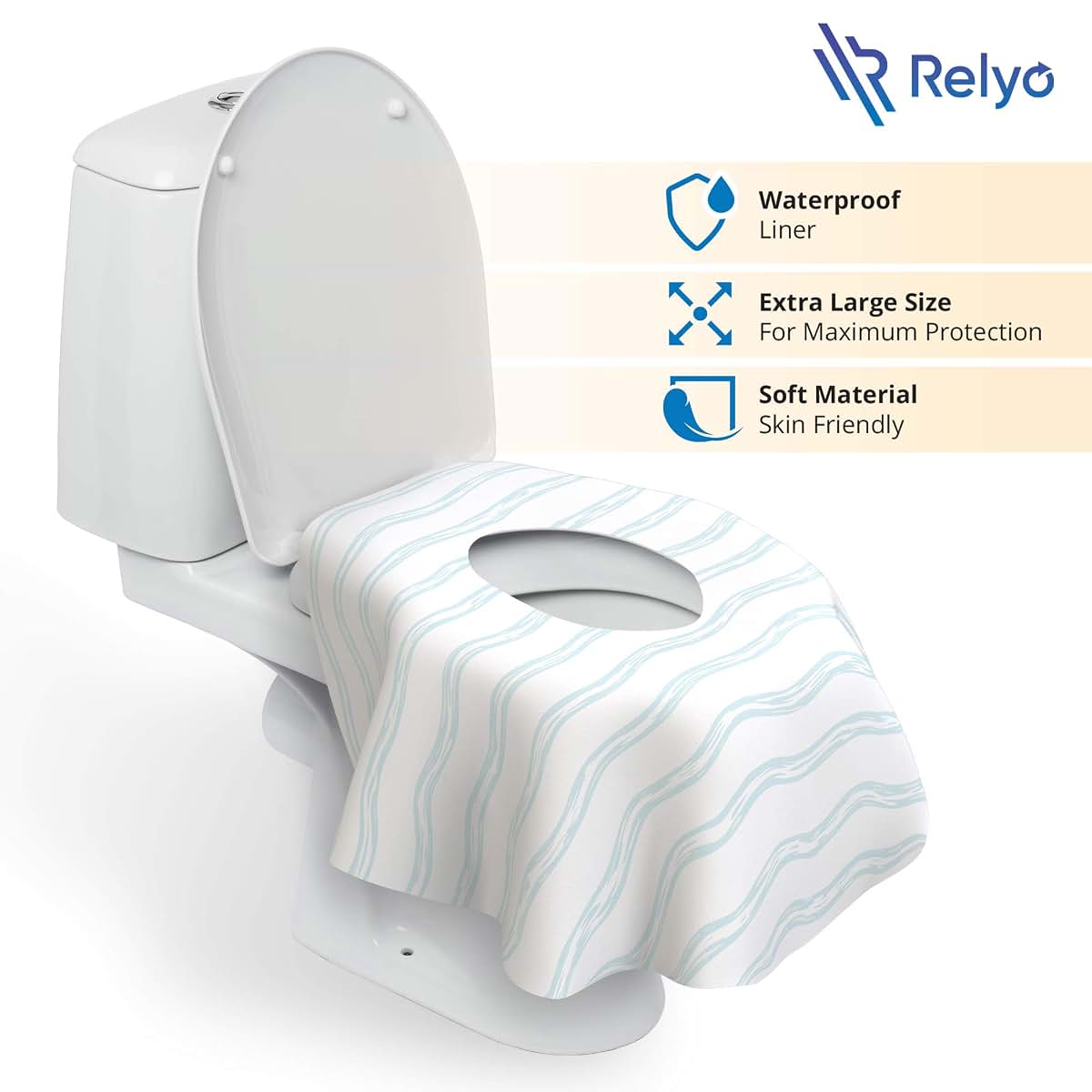Relyo Disposable Toilet Seat Cover for Travel, 20 Pack, Waves