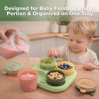 Haakaa Silicone Baby Food Containers with Animal Lids