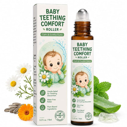 Coregnosis Teething Roller, Organic Chamomile Lavender Baby Oil Roll On Formula