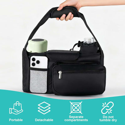 Eutopic Universal Stroller Organizer with Insulated Cup Holder and Detachable Phone Bag
