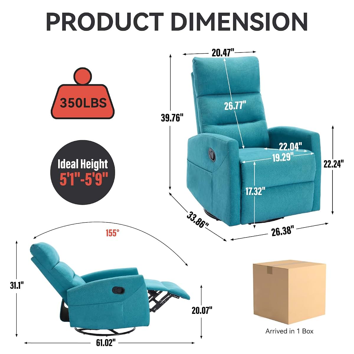 Zentrava 360° Swivel Glider Rocking Chair, Nursery & Living Room