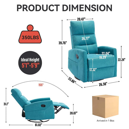 Zentrava 360° Swivel Glider Rocking Chair, Nursery & Living Room