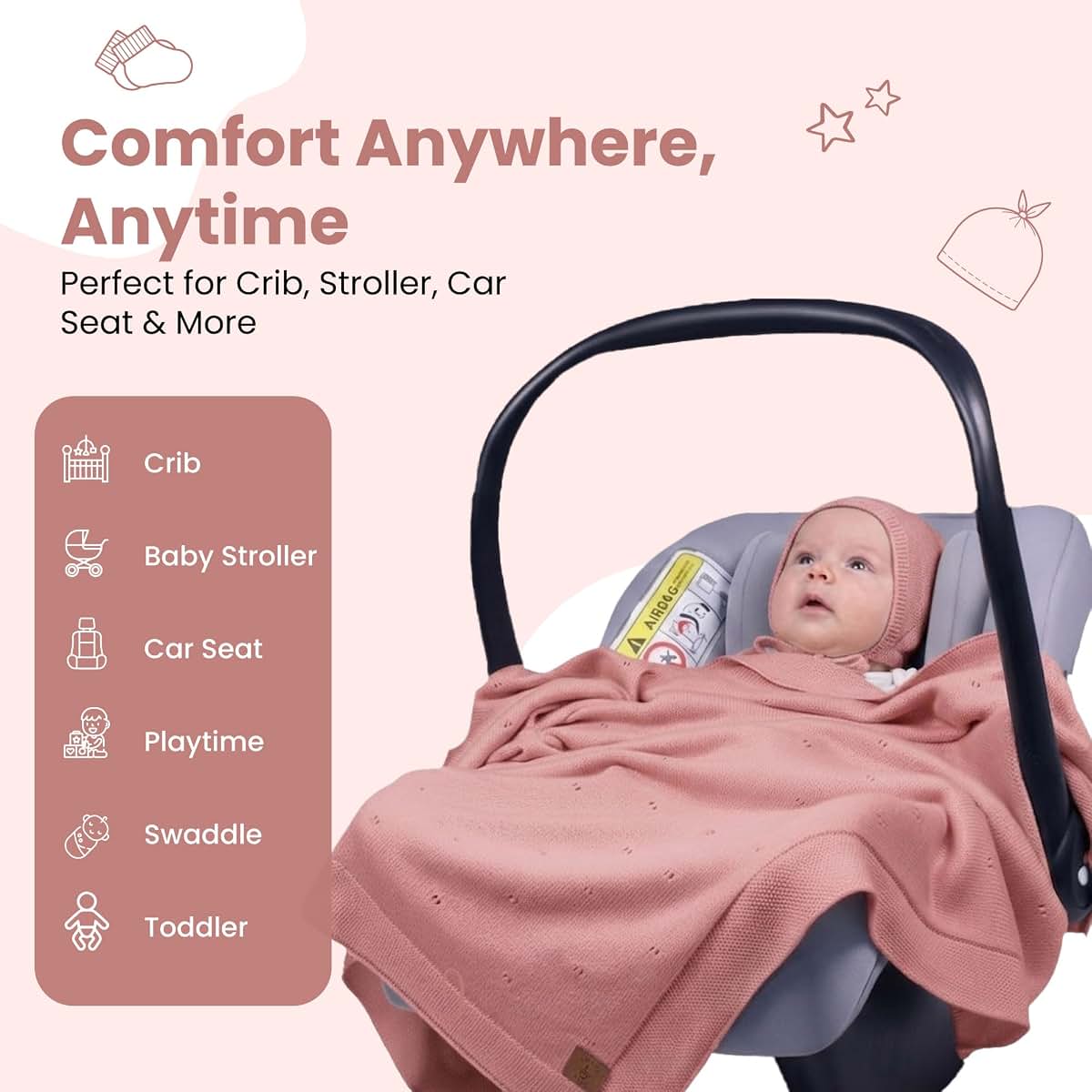 Little Dedi Dilara Tencel Newborn Set, Pink – Knit Blanket, Hat, Gloves & Booties (photo 3)