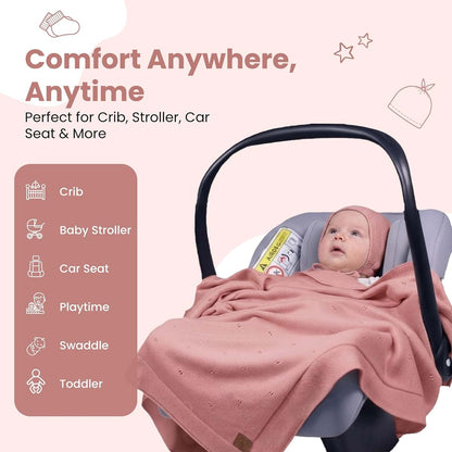 Little Dedi Dilara Tencel Newborn Set, Pink – Knit Blanket, Hat, Gloves & Booties (photo 3)