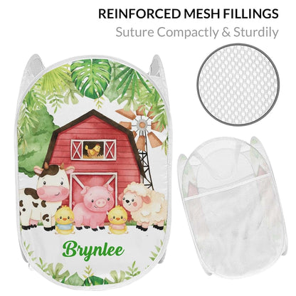 Joyestore Farm House Animals Cow Sheep Pig Personalized Storage Bin,Waterproof Foldable Clothes Mesh Basket for Laundry (photo 2)