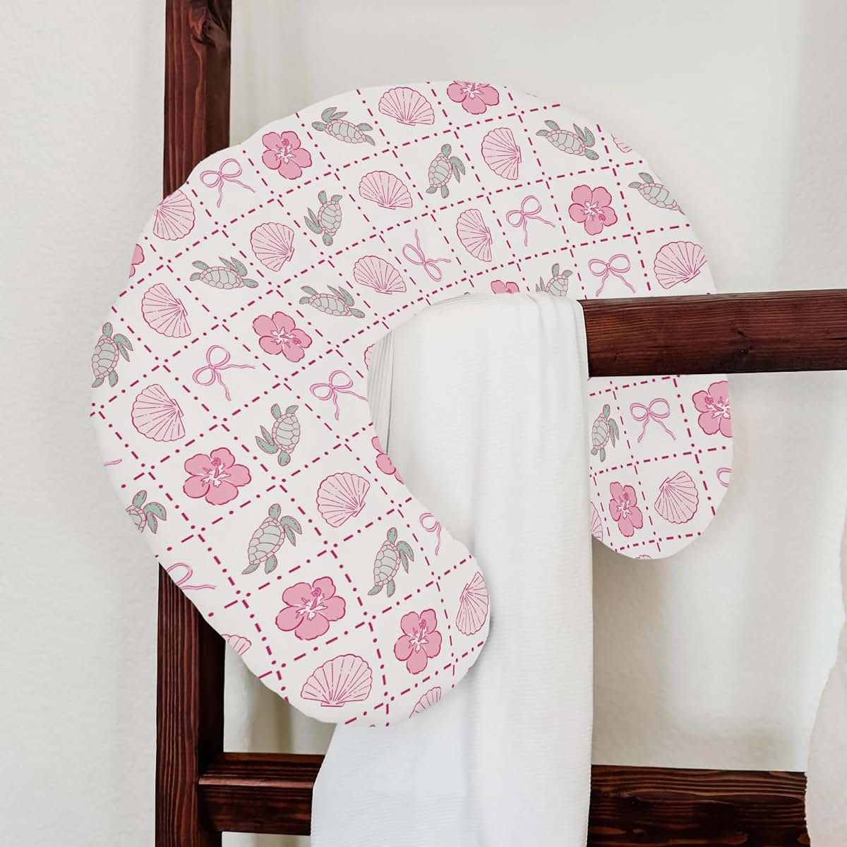 Selgkds Boho Sea Turtles Nursing Pillow Cover Pink (photo 4)