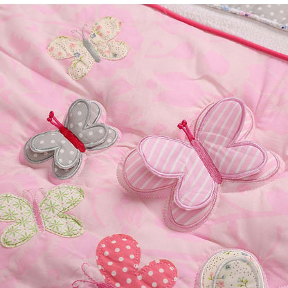 MUTZOBIIBY Cotton Pink Embroidery Butterfly Crib Bedding Set