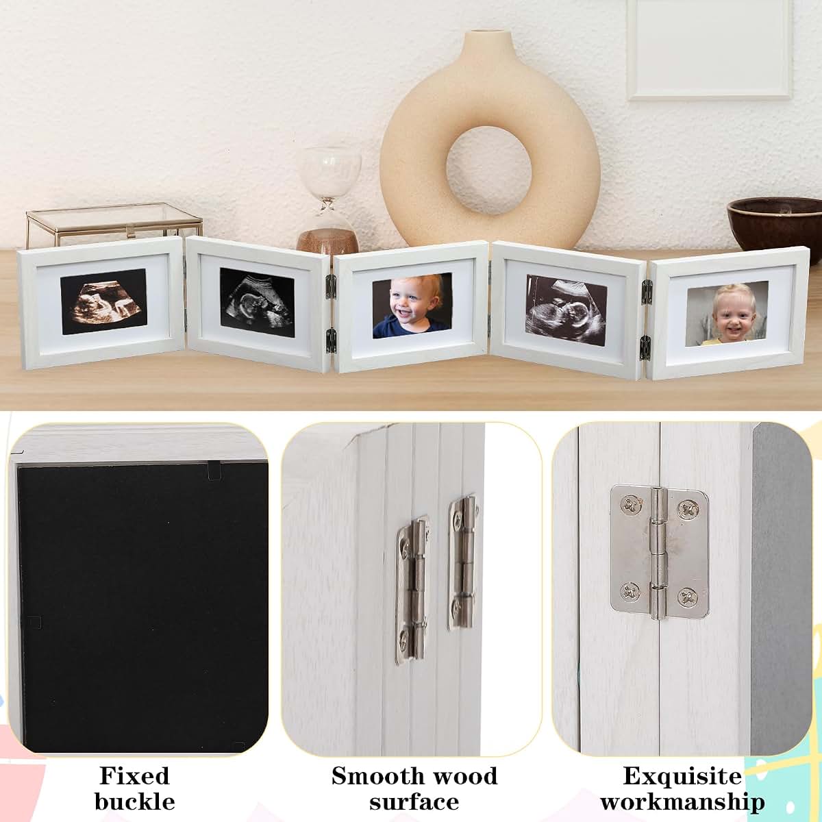 BabyOneStop 5 Folding Ultrasound Picture Frame In Natural Wood