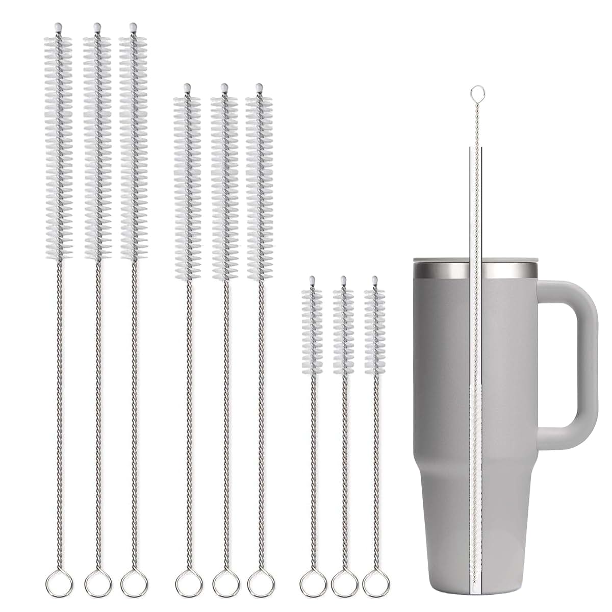 CIDYAUST Multi-Size Straw Cleaner Brush Set for Tumblers and Bottles