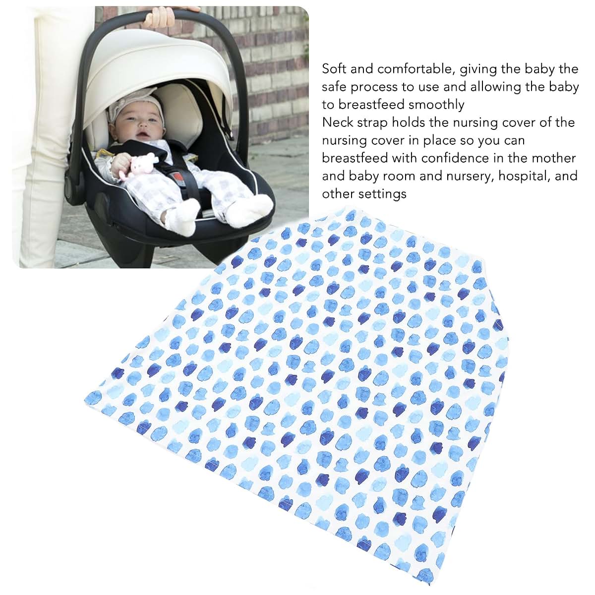 BAOK Maternal Nursing Cover, Breathable Breastfeeding Nursing Cover Warm Keeping for Home (Blue Base Dot Pattern) (photo 4)