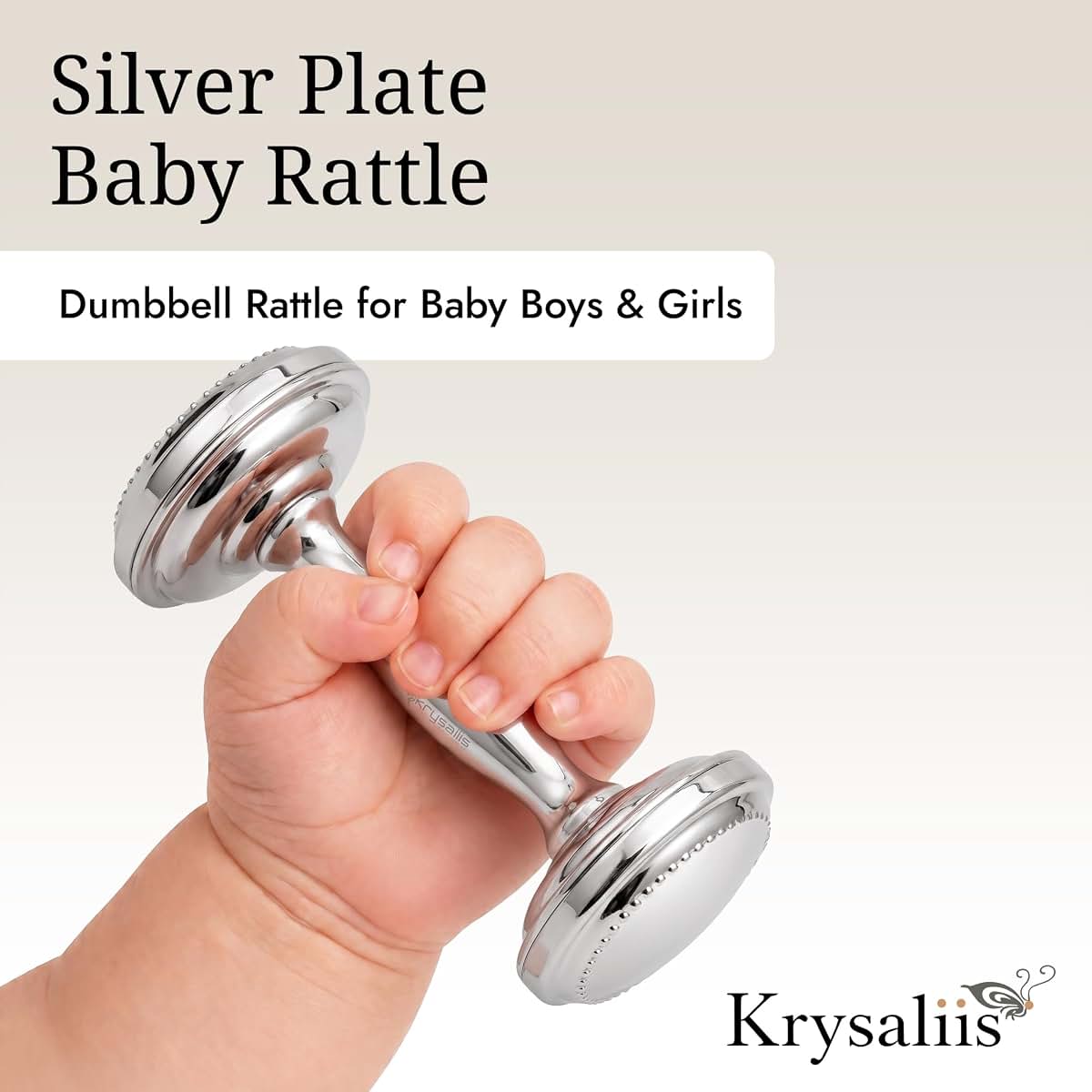 Krysaliis Silver Plated Dumbbell Rattle (photo 2)