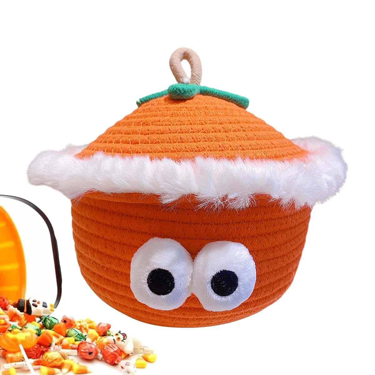 Lafande Halloween Woven Pumpkin Basket With Lid