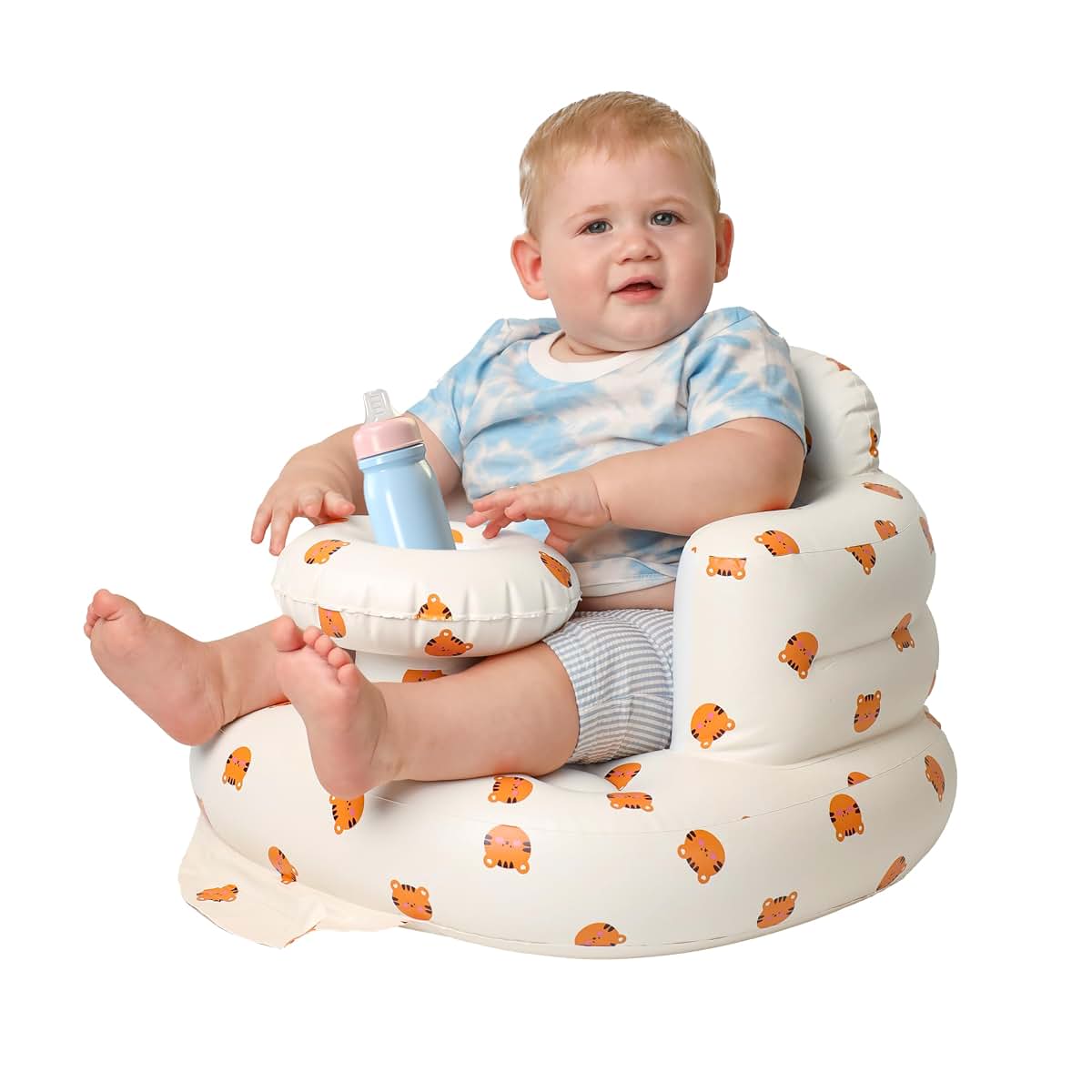 Solens Inflatable Baby Seat with Tray, Back Support and Built-In Pump, Tiger