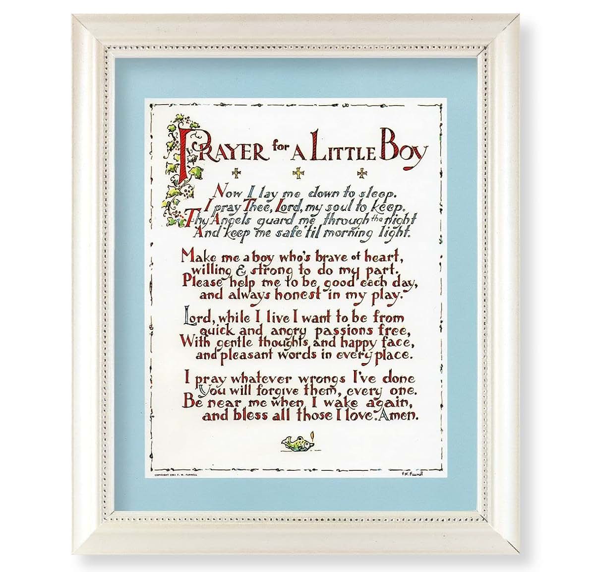 Prayer For A Baby Boy Picture Frame - Pearlized White Beaded Lip