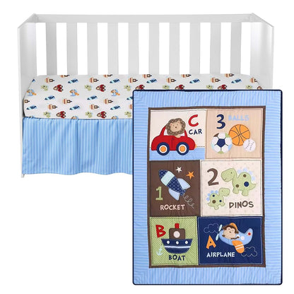 AURAHOMEANDNEST 3-Piece Baby Crib Bedding Set with Safari and Dinosaur Designs