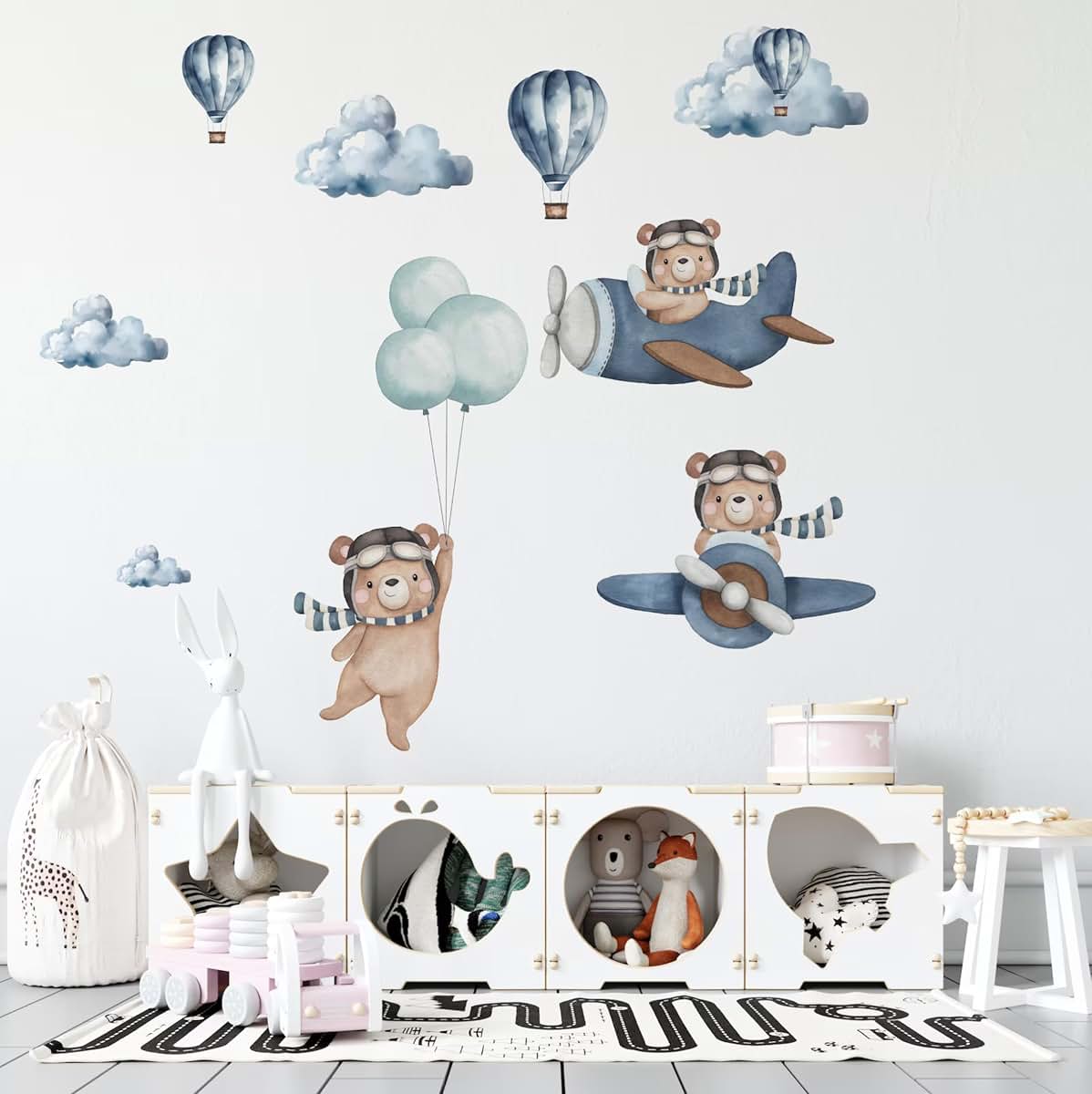 Art In Colors Bear & Airplanes Wall Stickers For Kids Nursery