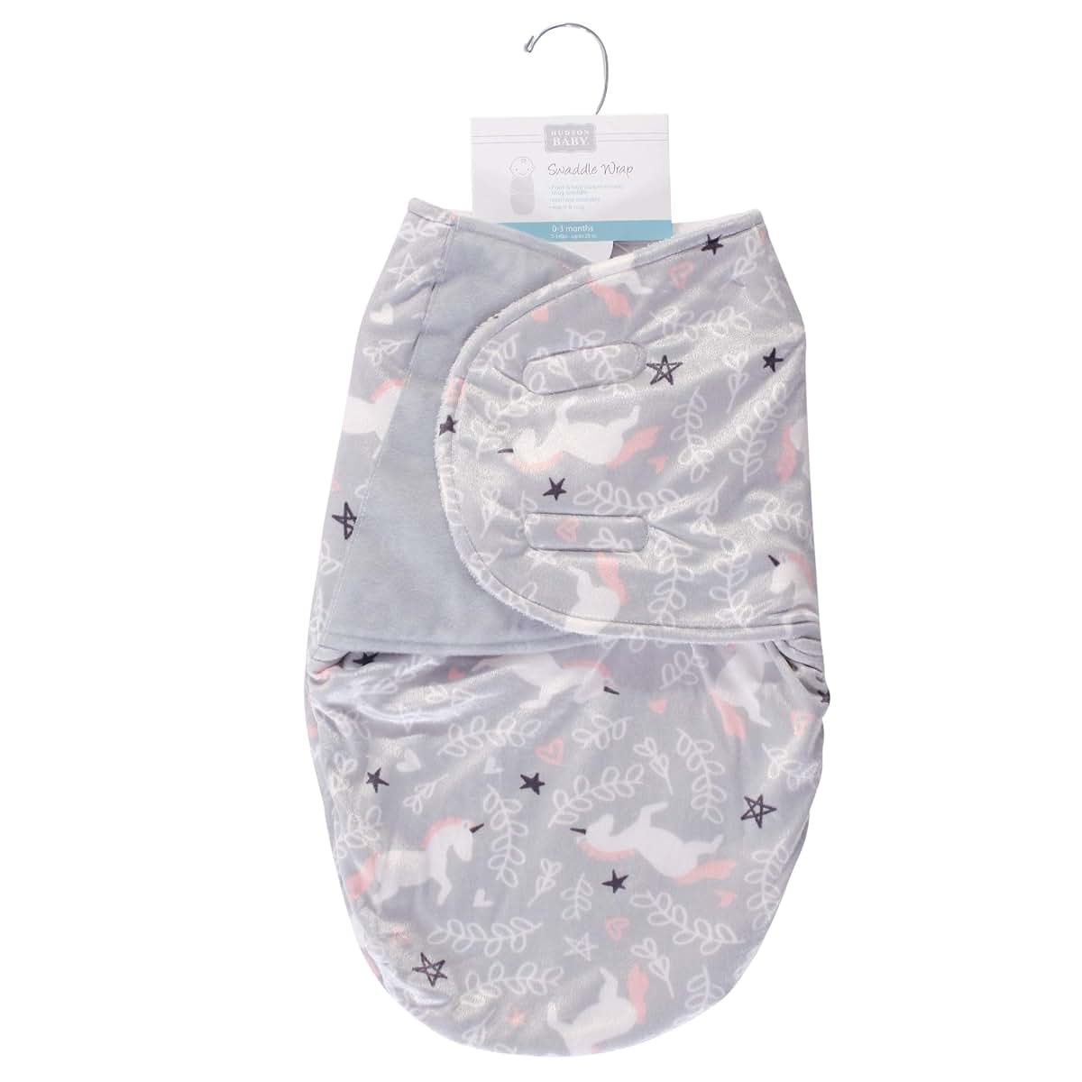 Hudson Baby Unisex Plush Swaddle Wrap | Gray Unicorn, 0-3 Months
