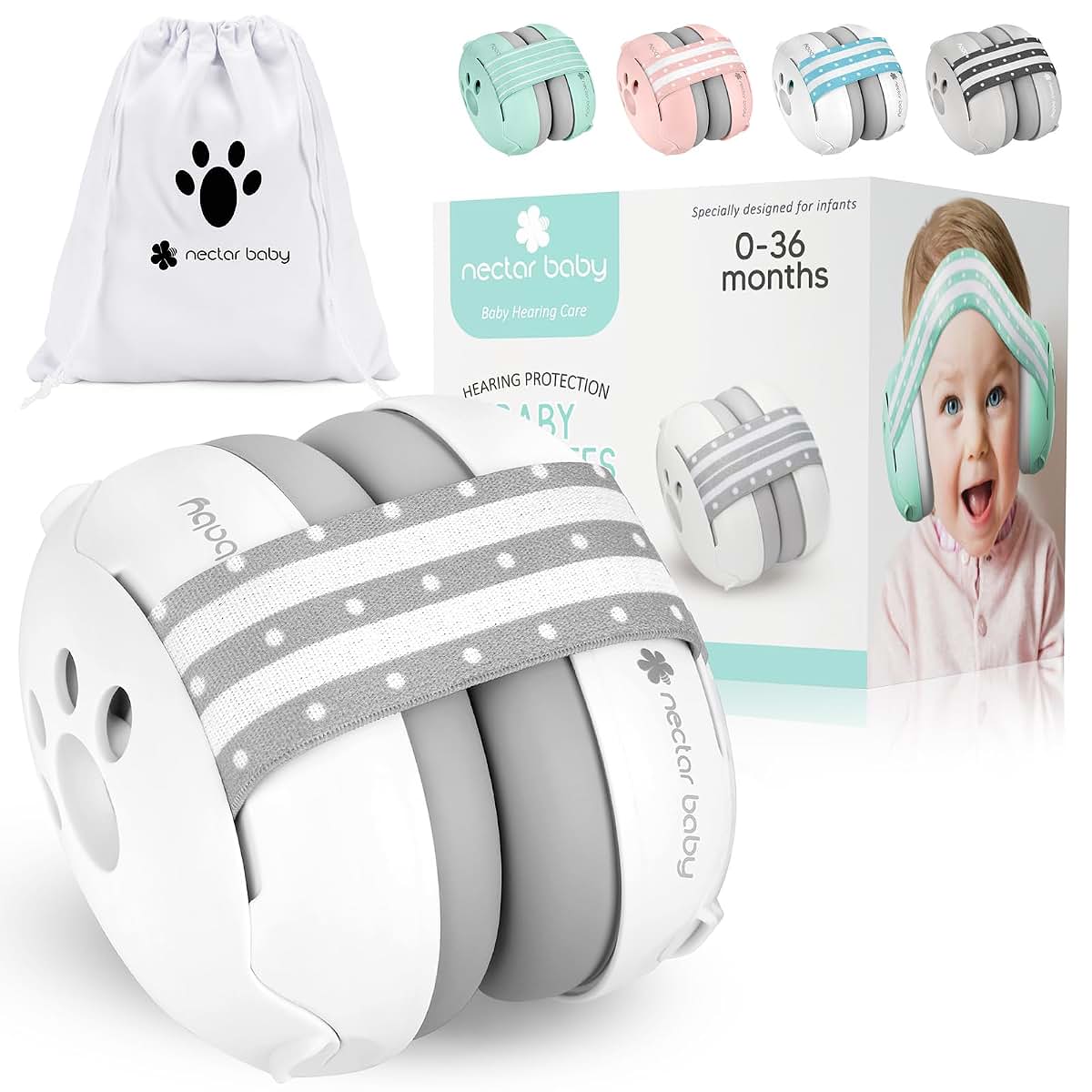 NECTAR BABY Baby Ear Muffs - 25dB, Noise Cancelling Headphones, 0-36 Months