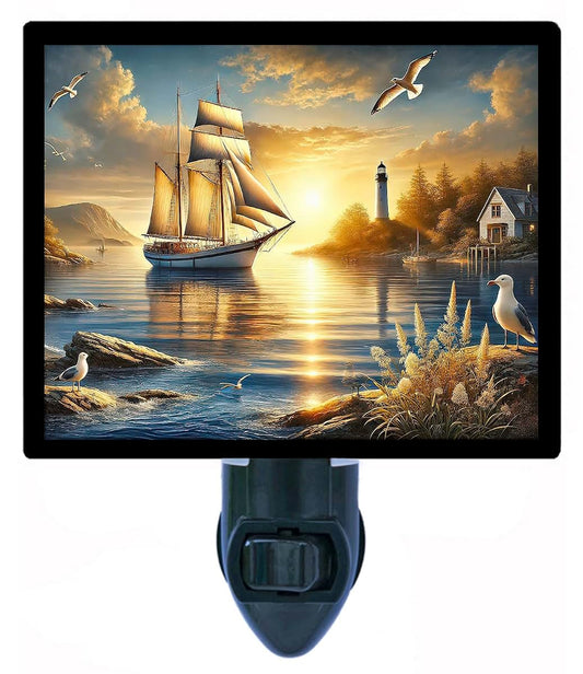 Night Light Designs Dawn By The Sea Nautical Sailing Night Light