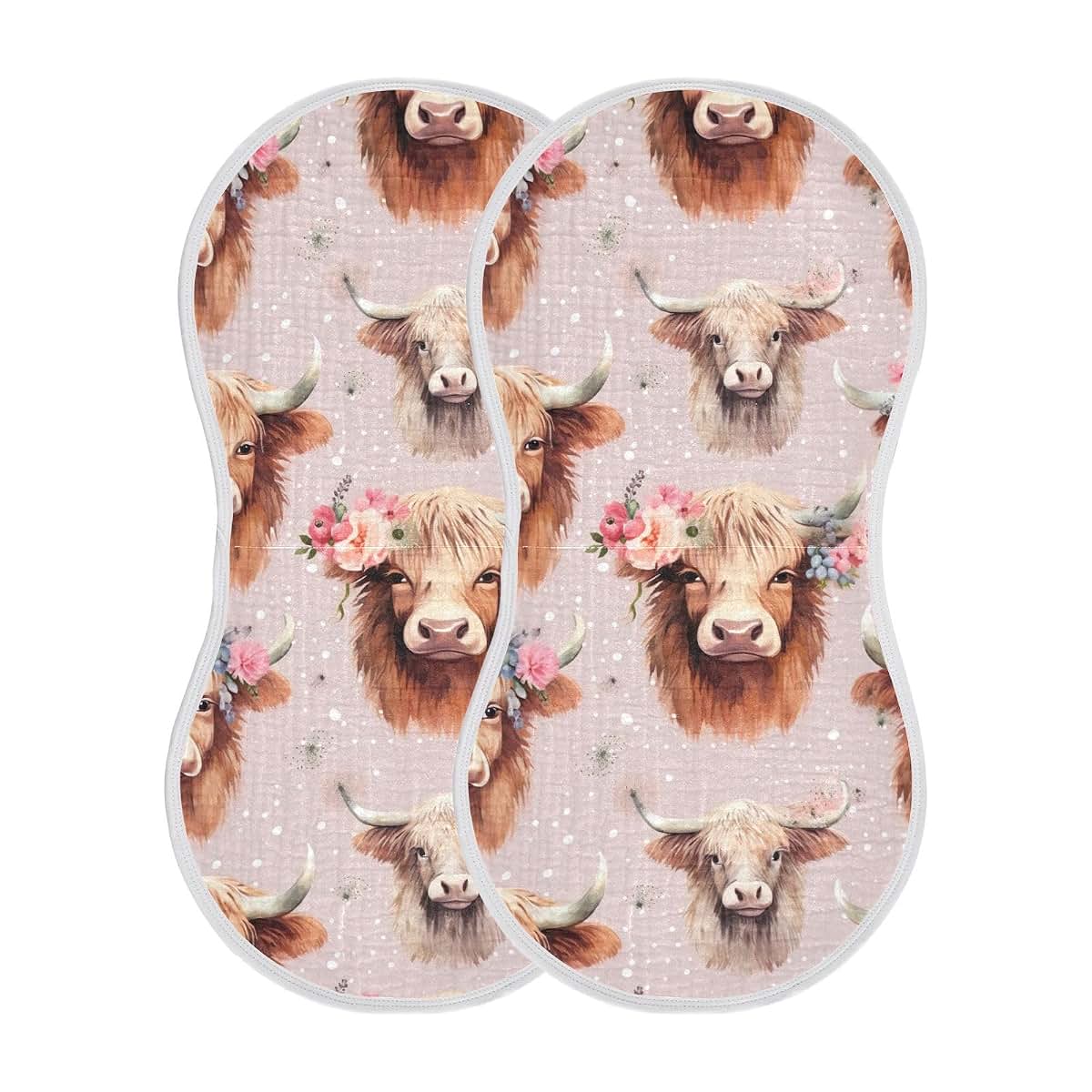 UMIRIKO Highland Cow Burp Cloths for Baby, 4 Pack, 22x11in