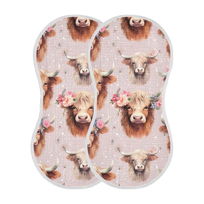 UMIRIKO Highland Cow Burp Cloths for Baby, 4 Pack, 22x11in