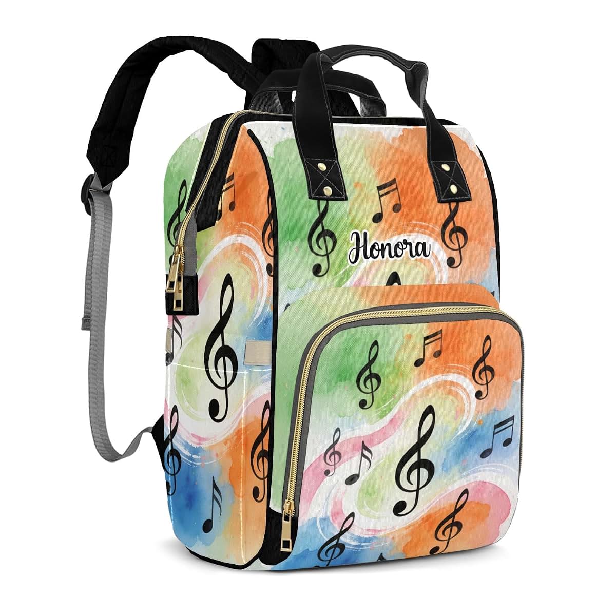 Joyestore Personalized Music Notes Musical Custom Mom Bag with Name,Dad and Mom Diaper Backpack for Baby Boys (photo 2)