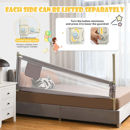 Glacer Bed Rail For Toddlers, 77" Extra Long Height Adjustable Guard