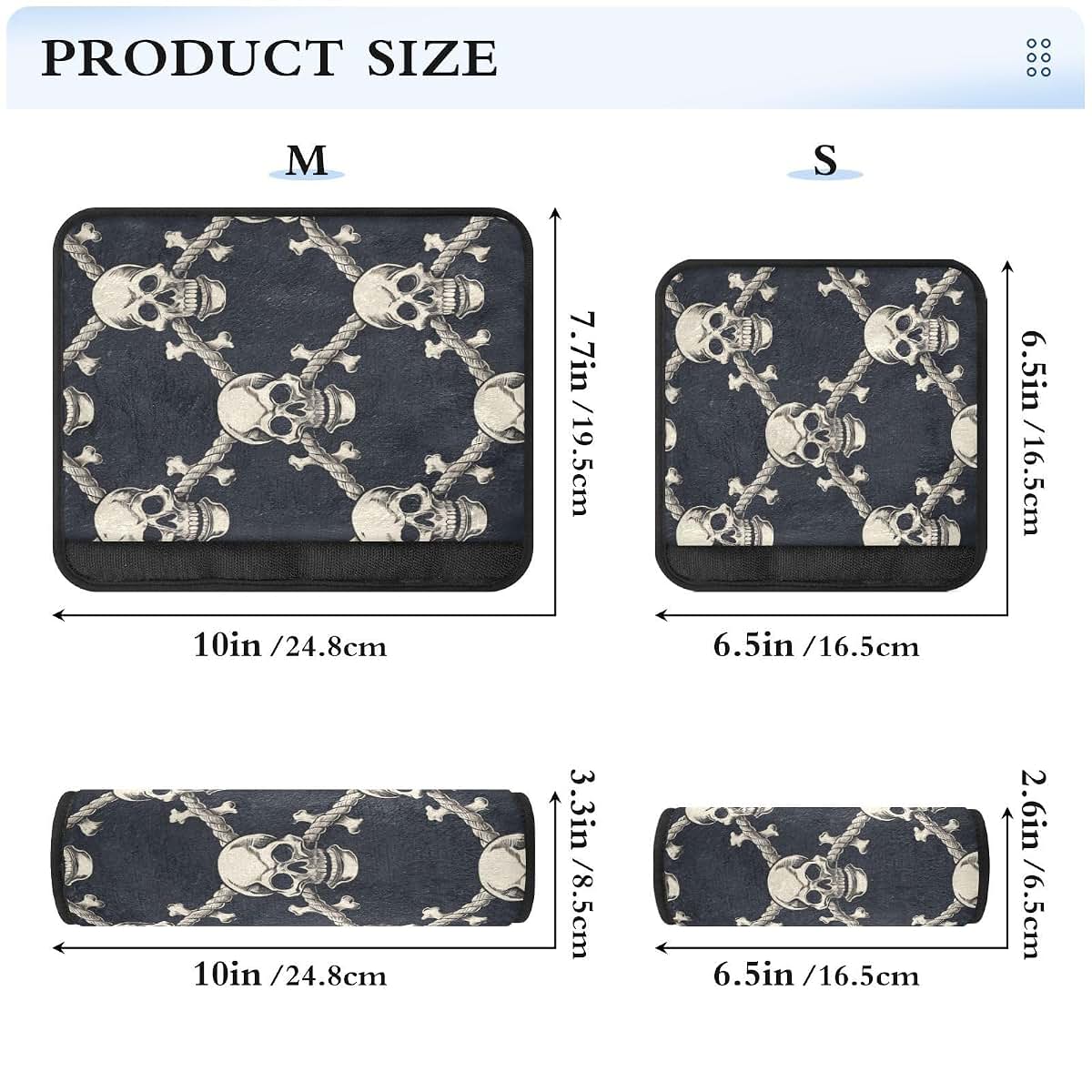 Vdsrup Seat Belt Covers 2 Pack Skull Crossbones Car Seat Strap Covers Flannelette Cotton