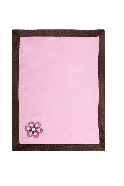 Bacati Damask Pink and Chocolate Velor Baby Blanket (photo 2)