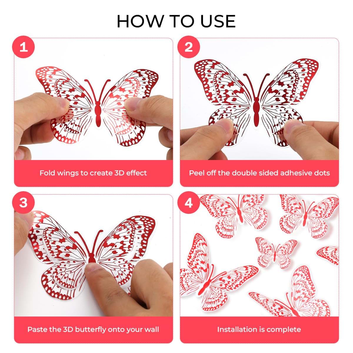 DAGOU 3D Rainbow Holographic Butterfly Decals for Wall Decor