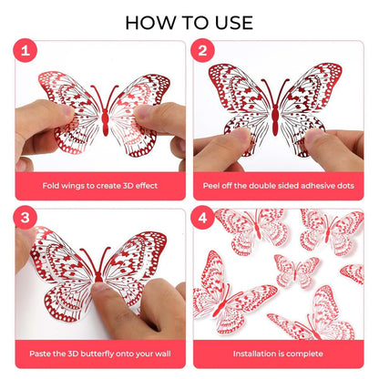 DAGOU 3D Rainbow Holographic Butterfly Decals for Wall Decor