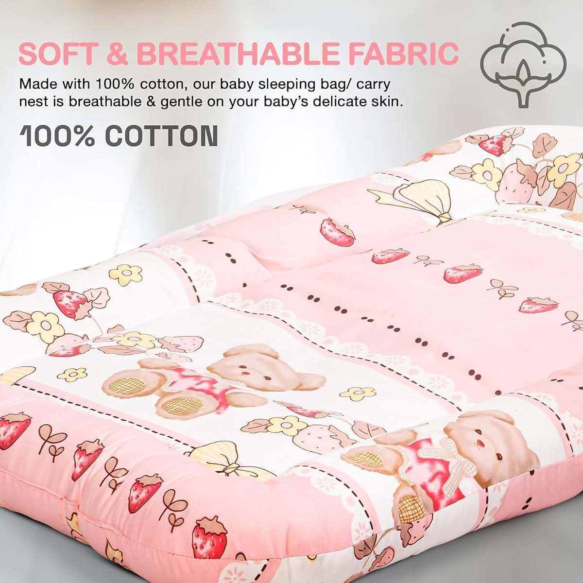 Baybee Baby Bedding Set With Mosquito Net, Mattress, And Neck Pillow - Little Nest Pink