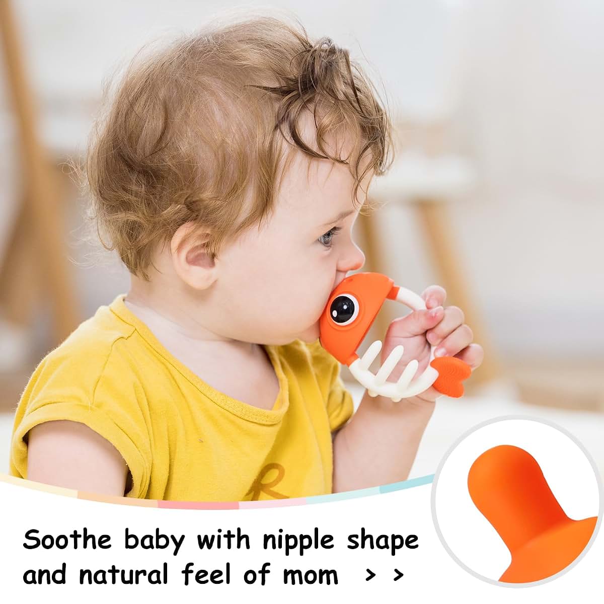 Mombella Clownfish Teething Toys for Babies 3-12 Months, Orange