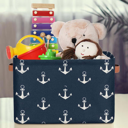 UOYO Sea Ocean Nautical Anchor Storage Basket - Collapsible Canvas Bin
