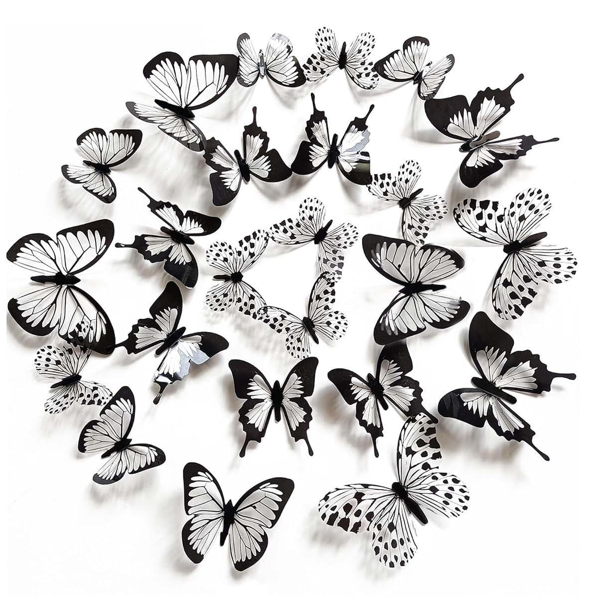 Fufuquare 12 Pieces 3D Black Butterfly Wall Stickers Removable Vinyl Decals