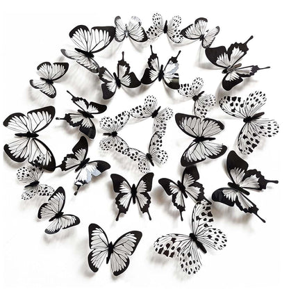 Fufuquare 12 Pieces 3D Black Butterfly Wall Stickers Removable Vinyl Decals