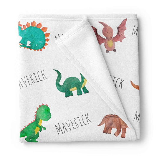 Lovable Gift Co Personalized Dinosaur Fleece Baby Blanket