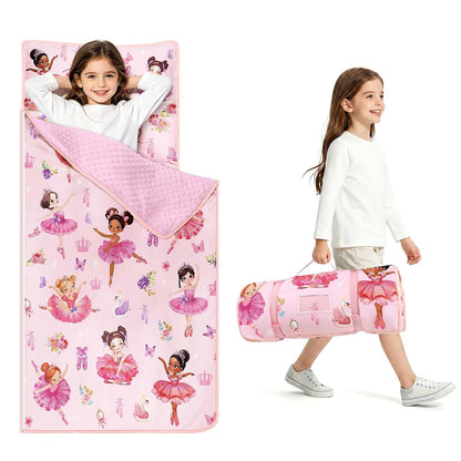 alldomess Toddler Nap Mat 59"×24", Sleeping Bag with Detachable Pillow & Blanket