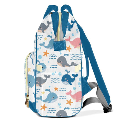 YallLocoMo Custom Name Diaper Bag Backpack With Cartoon Whale Design (photo 3)