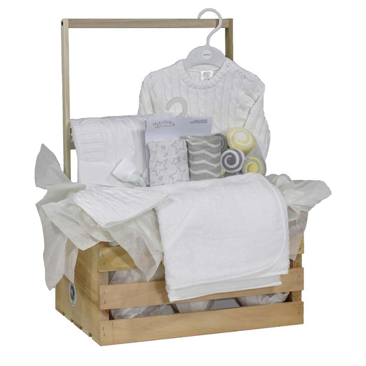 3 Stories Trading Company 20 Piece Baby Layette Wardrobe Gift Crate - White