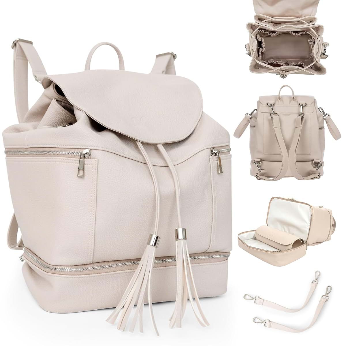 CC Citi Collective Citi Collective Journey Pearl Vegan Leather Diaper Bag Backpack | Elegant, Multifunctional, Travel
