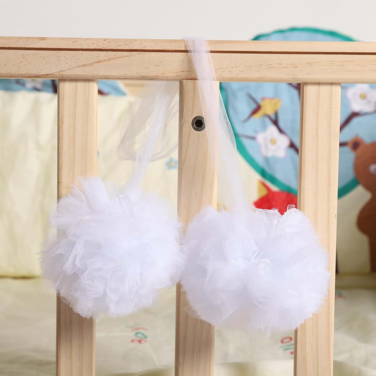 Sunicon Hanging Flower Ball Mesh Gauze Crib Decor, White