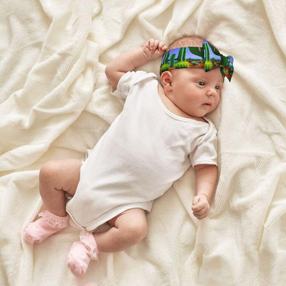 BaerK Soft Bows Baby Headband – Cute Cactus Desert Print for Newborns, Infants & Toddlers – Perfect Full Moon Gift (photo 4)