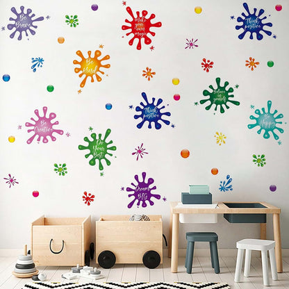 Colorful Inspirational Quote and Splatter Wall Decals for Nursery Room