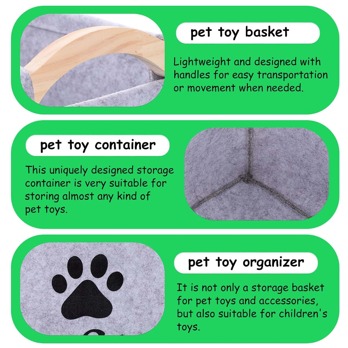 Foldable Felt Storage Bin with Handle