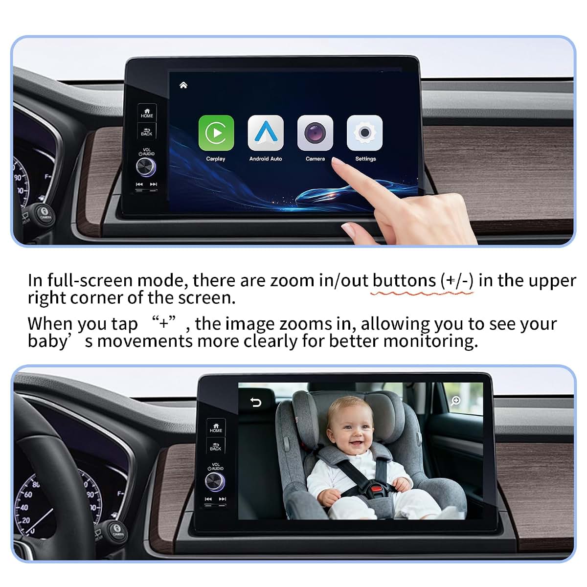KIQIA Baby Car Camera with Wireless CarPlay & Android Auto Adapter (photo 3)