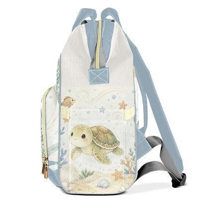 YallLocoMo Personalized Diaper Bag Backpack Gift Watercolor Seabed Beach Turtle Ultimate Nappy Bag: Spacious (photo 3)