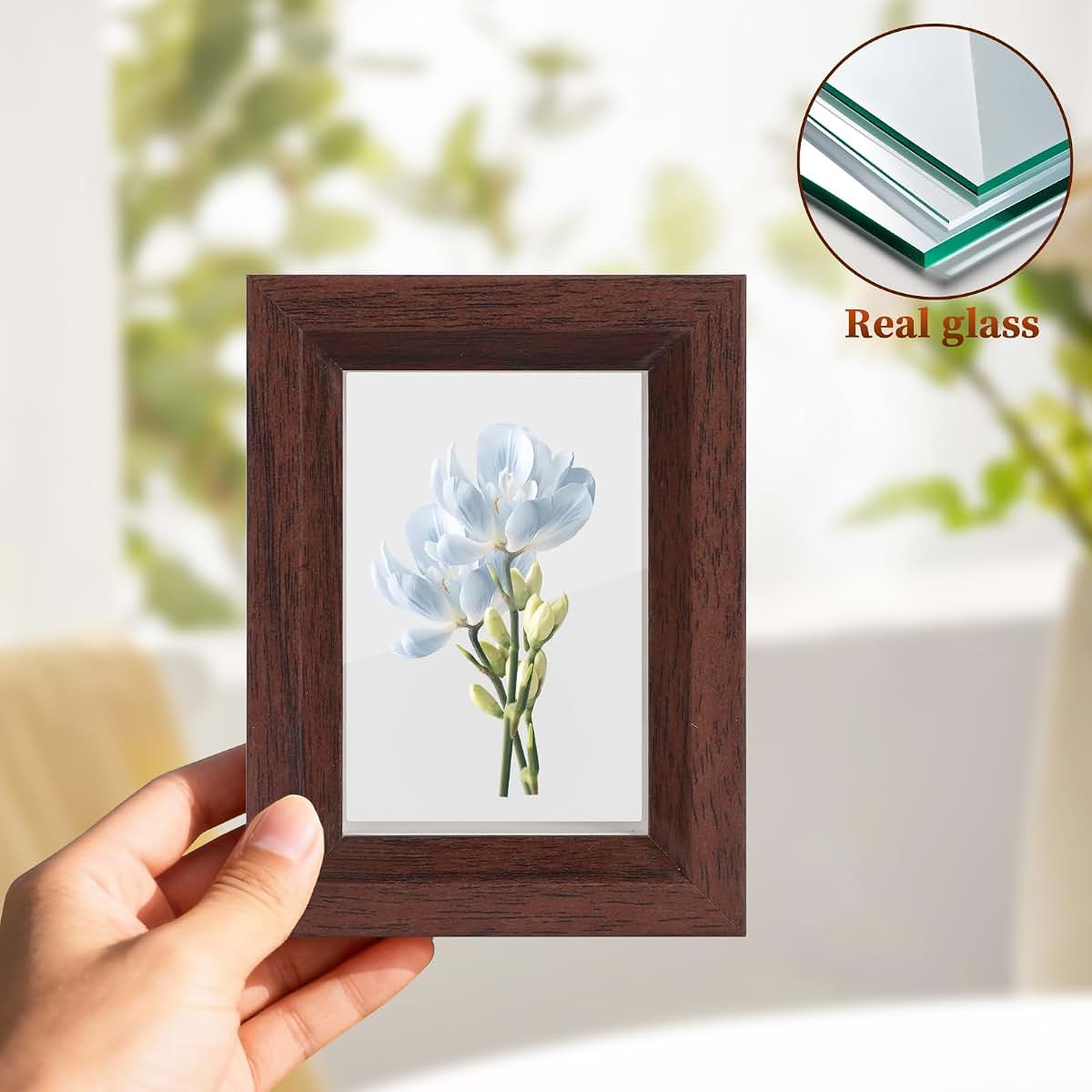 Himitimi 2x3 Mini Wooden Shadow Box Frame in Dark Brown