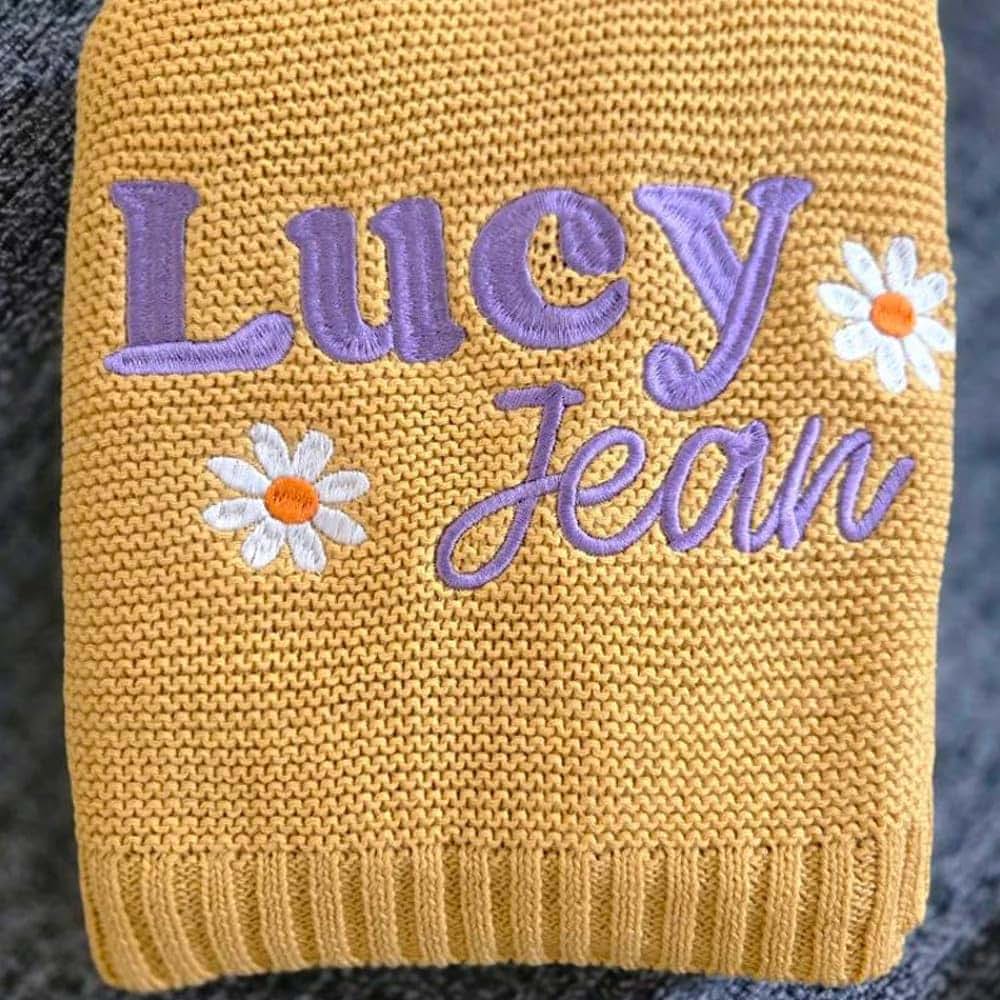 Noni Personalized Knit Embroidered Baby Name Blanket Custom Embroidered Cotton Nursery Blanket Gifts for Newborn Baby (photo 3)